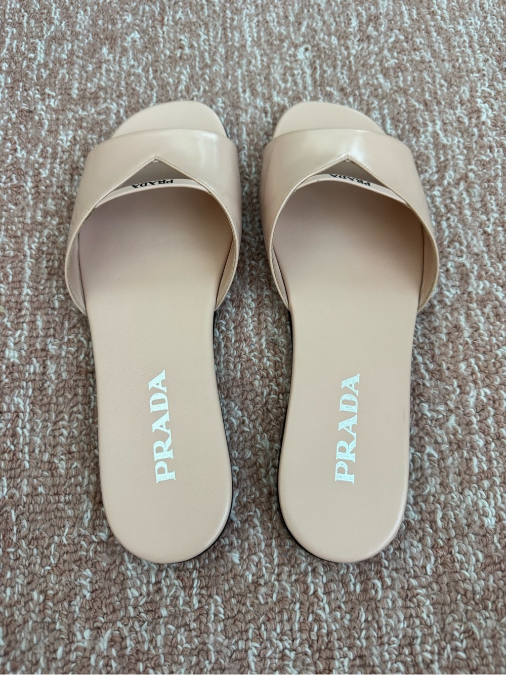 Prada Patent Leather Slides in Nude Beige - Picture 4 of 5